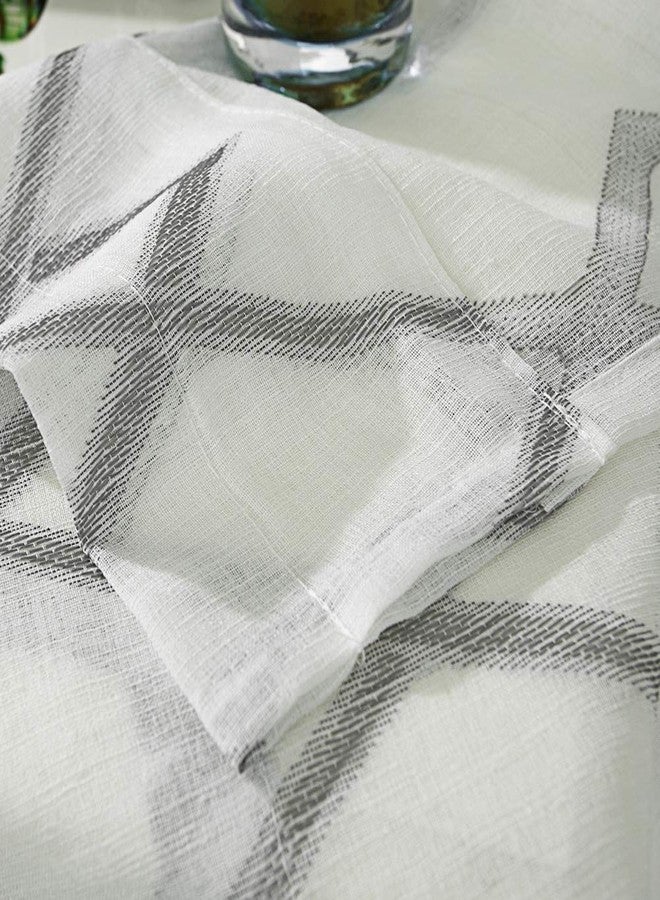 NAPEARL Sidelight Curtains - Geometric Pattern French Door Curtains, Sheer Front Door Curtain, White and Grey Panel, W25 X L40 Inches - Image 4